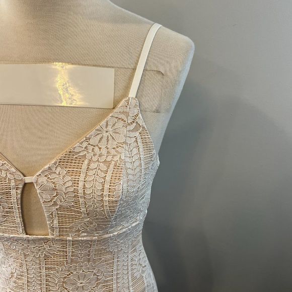 NWOT LULUS Avianna Cutout Lace Sheath Dress in White And‎ Nude (XS) - Picture 4 of 10